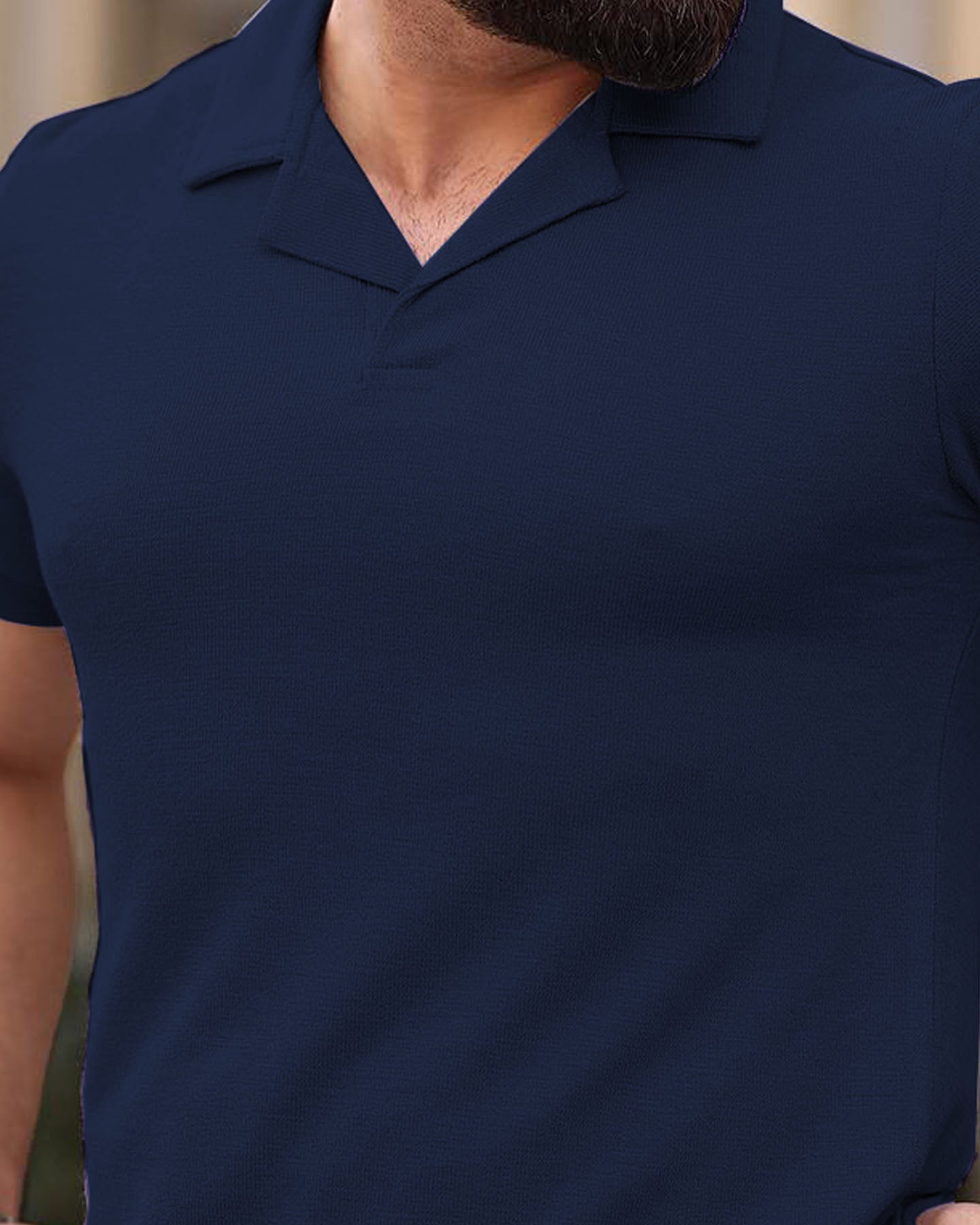 Polo Exclusive V Neck T-Shirt - Navy Blue (POLO-115)