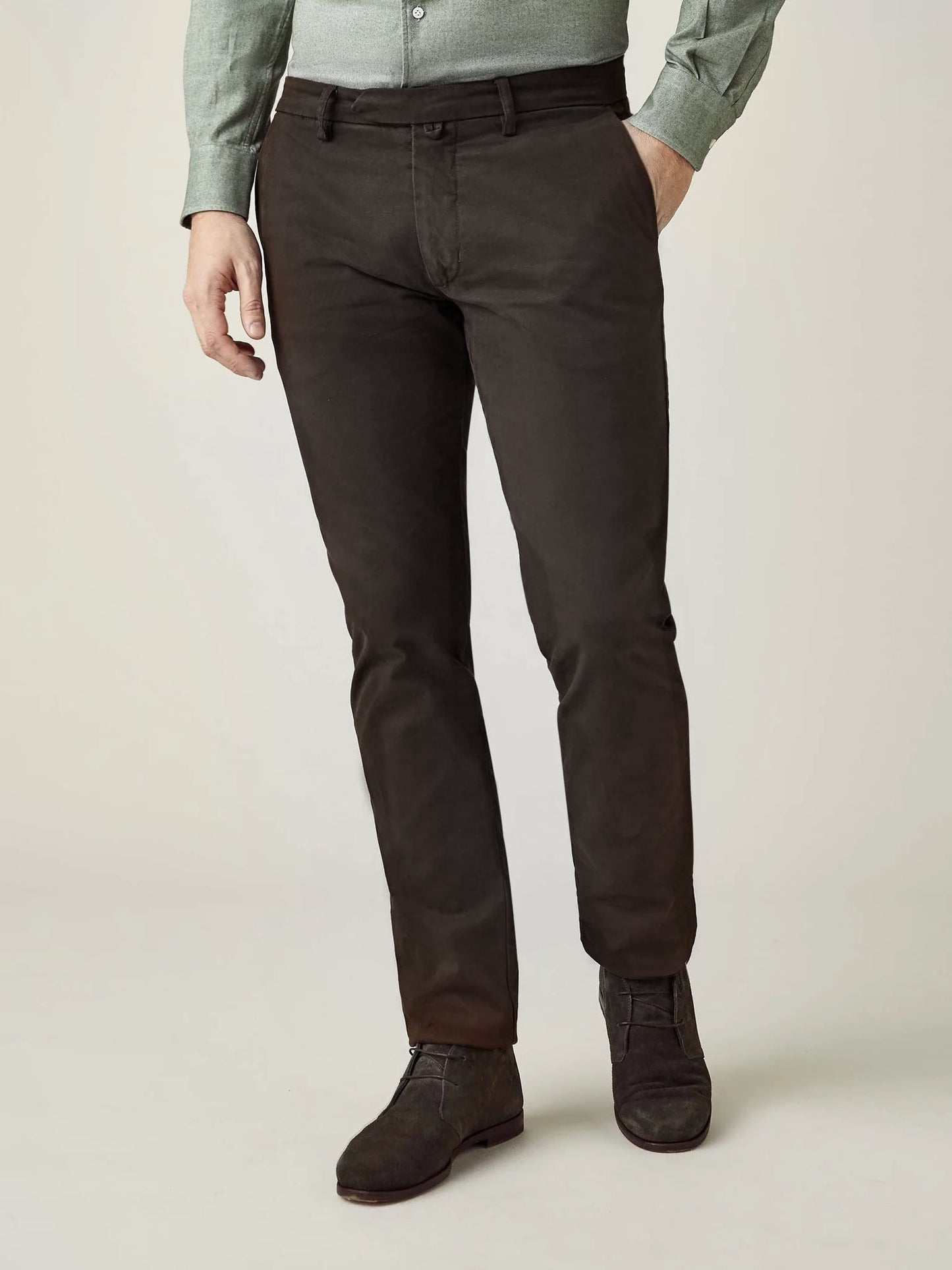 Chino Cotton Slim Fit Dress Pants - | Dark Brown | FE101