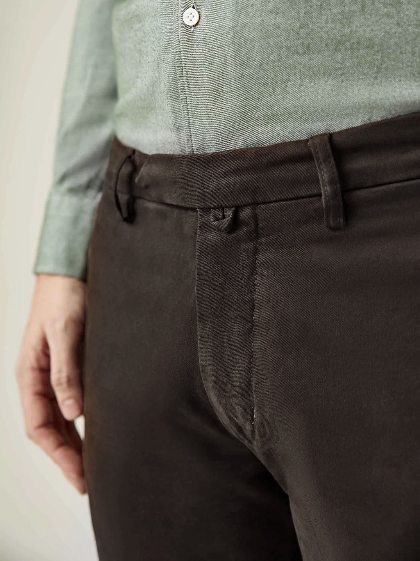 Chino Cotton Slim Fit Dress Pants - | Dark Brown | FE101