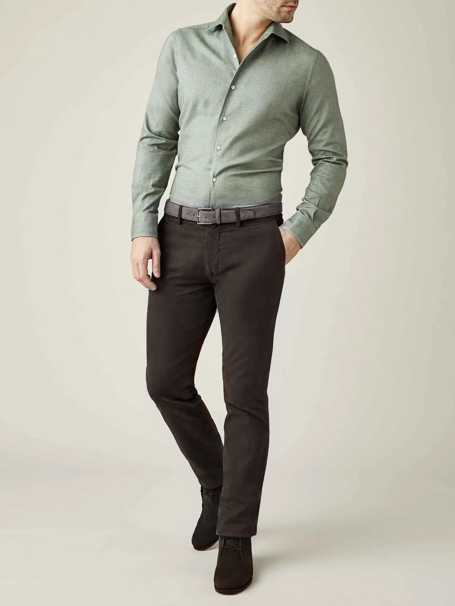 Chino Cotton Slim Fit Dress Pants - | Dark Brown | FE101