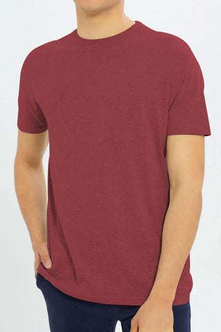 T-Shirt Plain Round Neck  - Maroon - RNTS-102