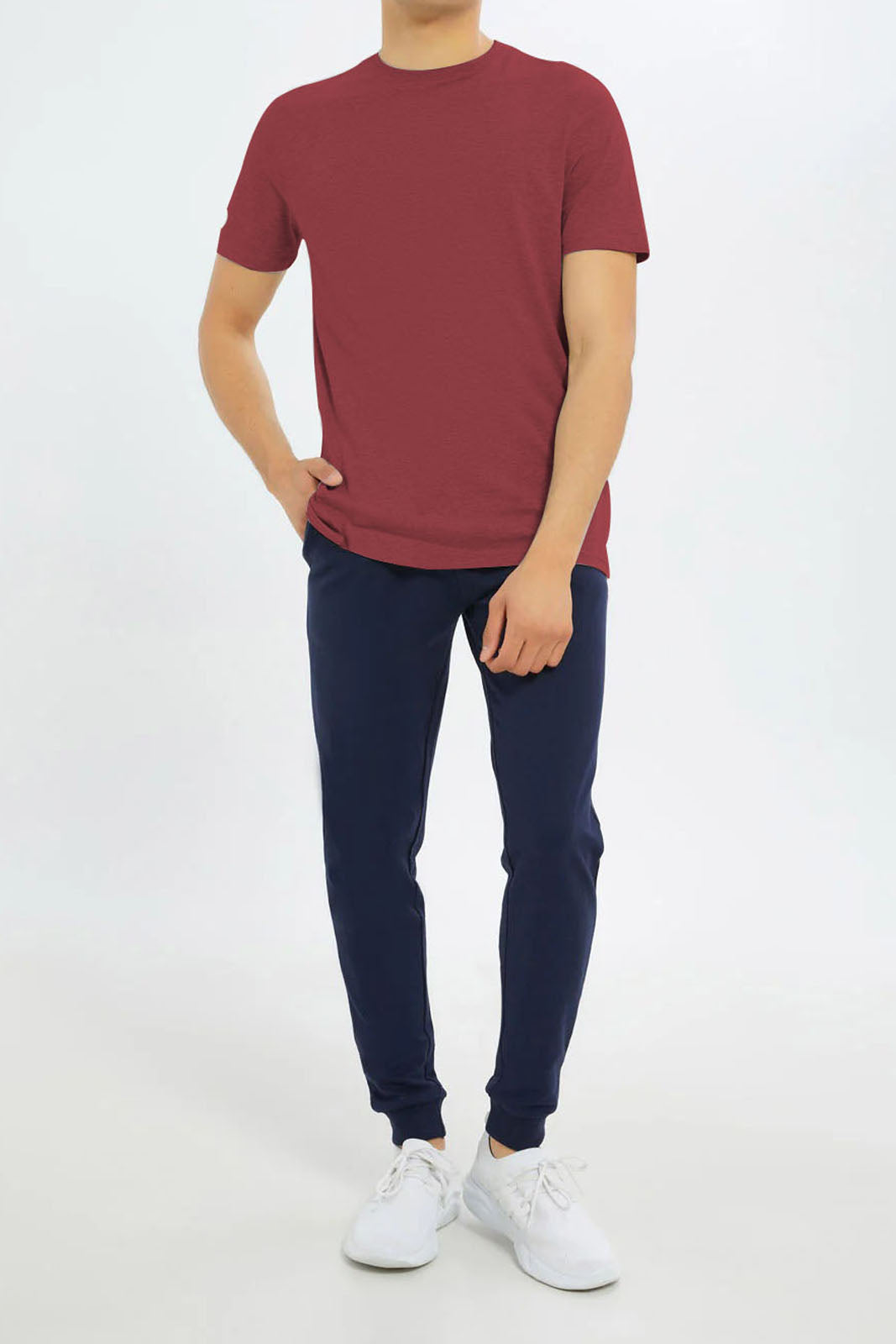 T-Shirt Plain Round Neck  - Maroon - RNTS-102