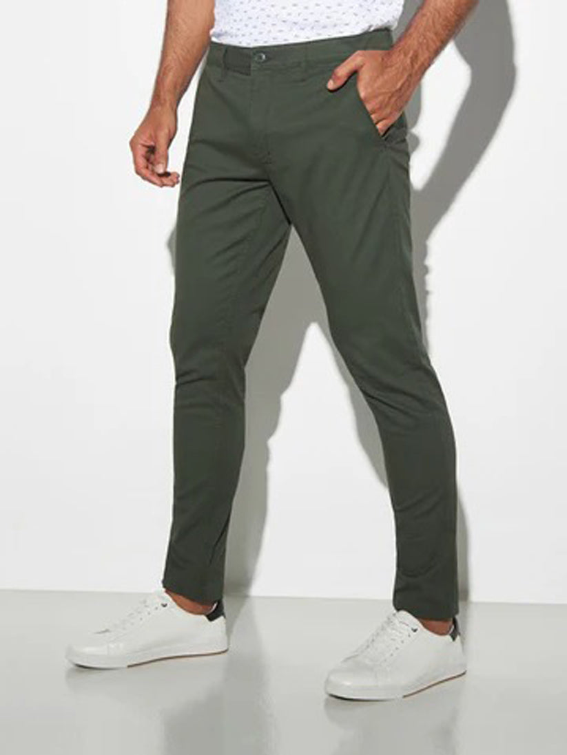 Chino Cotton Slim Fit Dress Pants - | Olive Green | FE03
