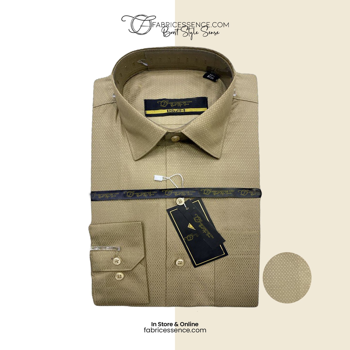 Self Dot Design Dobby Formal Shirt - Beige | DFE2404 |