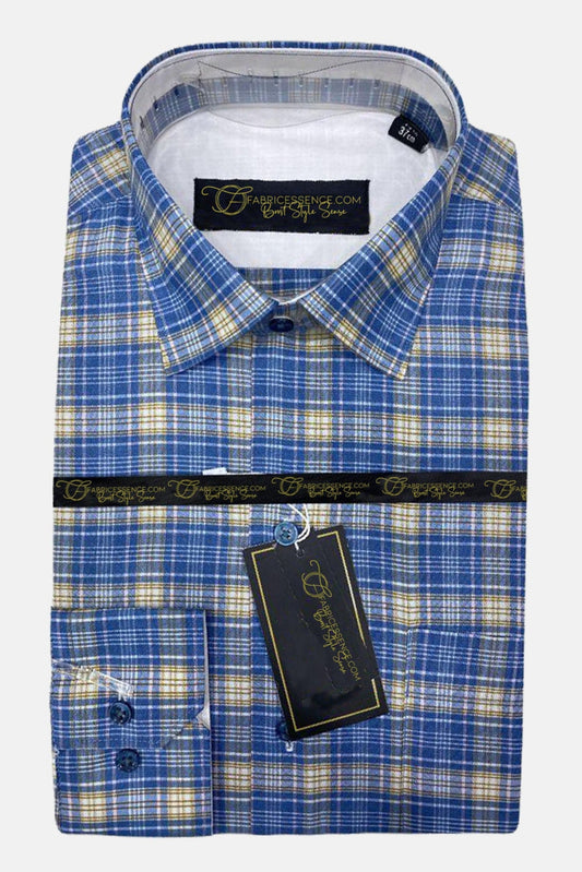 Men's Check Formal Shirt - CSM-2404 | Size 17 to 17.5, Full Sleeves, Comfortable Cotton