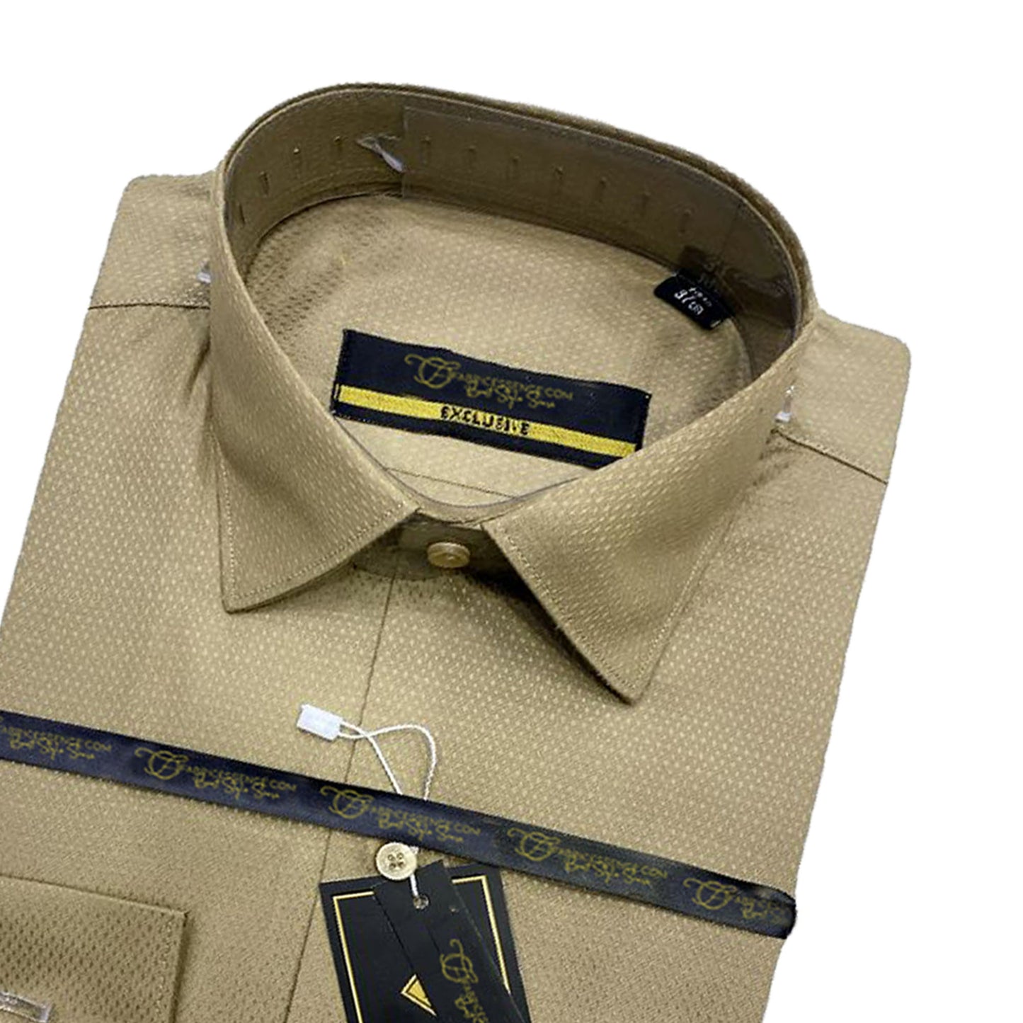 Self Dot Design Dobby Formal Shirt - Beige | DFE2404 |