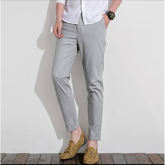 Chino Cotton Slim Fit Dress Pants | Light Grey | FE13
