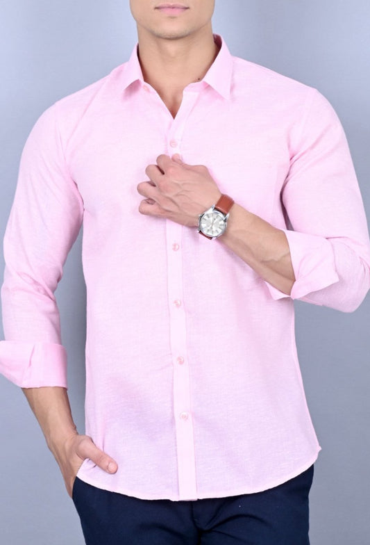 X Men's Casual Shirt Slim Fit - Light Pink || SCS0014 |