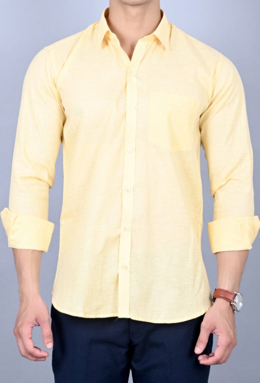Z Men's Casual Shirt Slim Fit - Yellow || SCS0032 |
