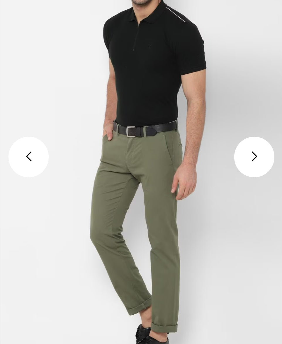Chino Cotton Slim Fit Dress Pants - | Mid Green | FE37