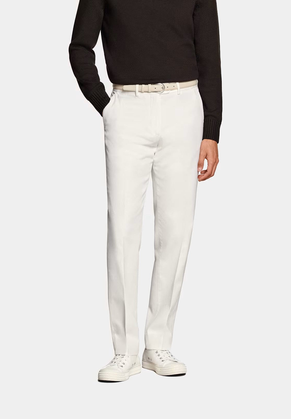 Slim Fit Chino Cotton Pants - | Off White | FE80