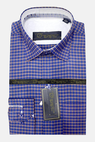 Contemporary Men's Check Formal Shirt - CSM-2412 | Size 17 to 17.5, Full Sleeves, Soft Cotton Fabric
