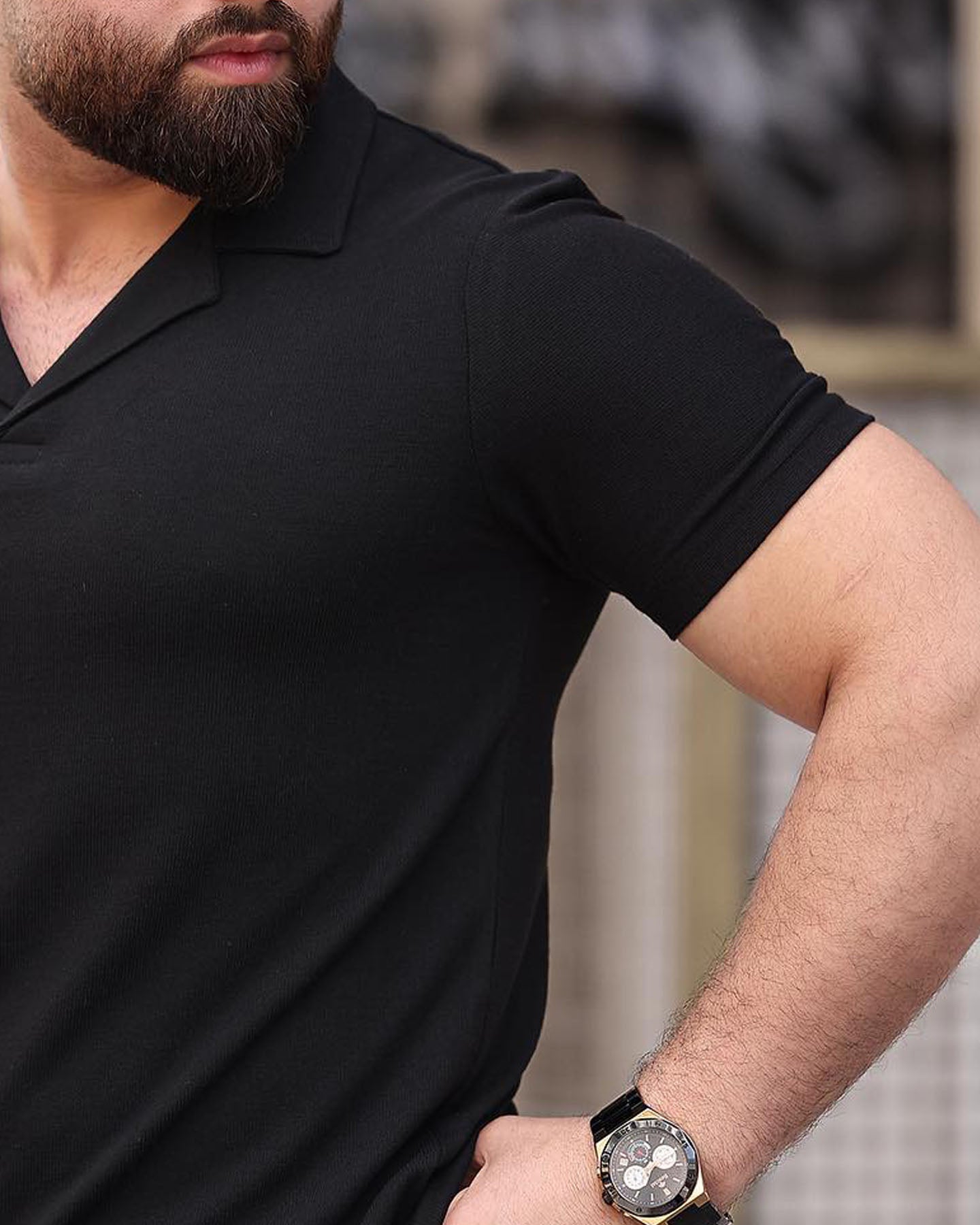 Polo Exclusive V Neck T-Shirt - Black (POLO-103)