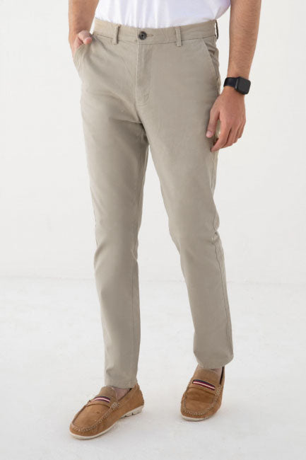 Chino Cotton Slim Fit Dress Pants - | Beige | FE02