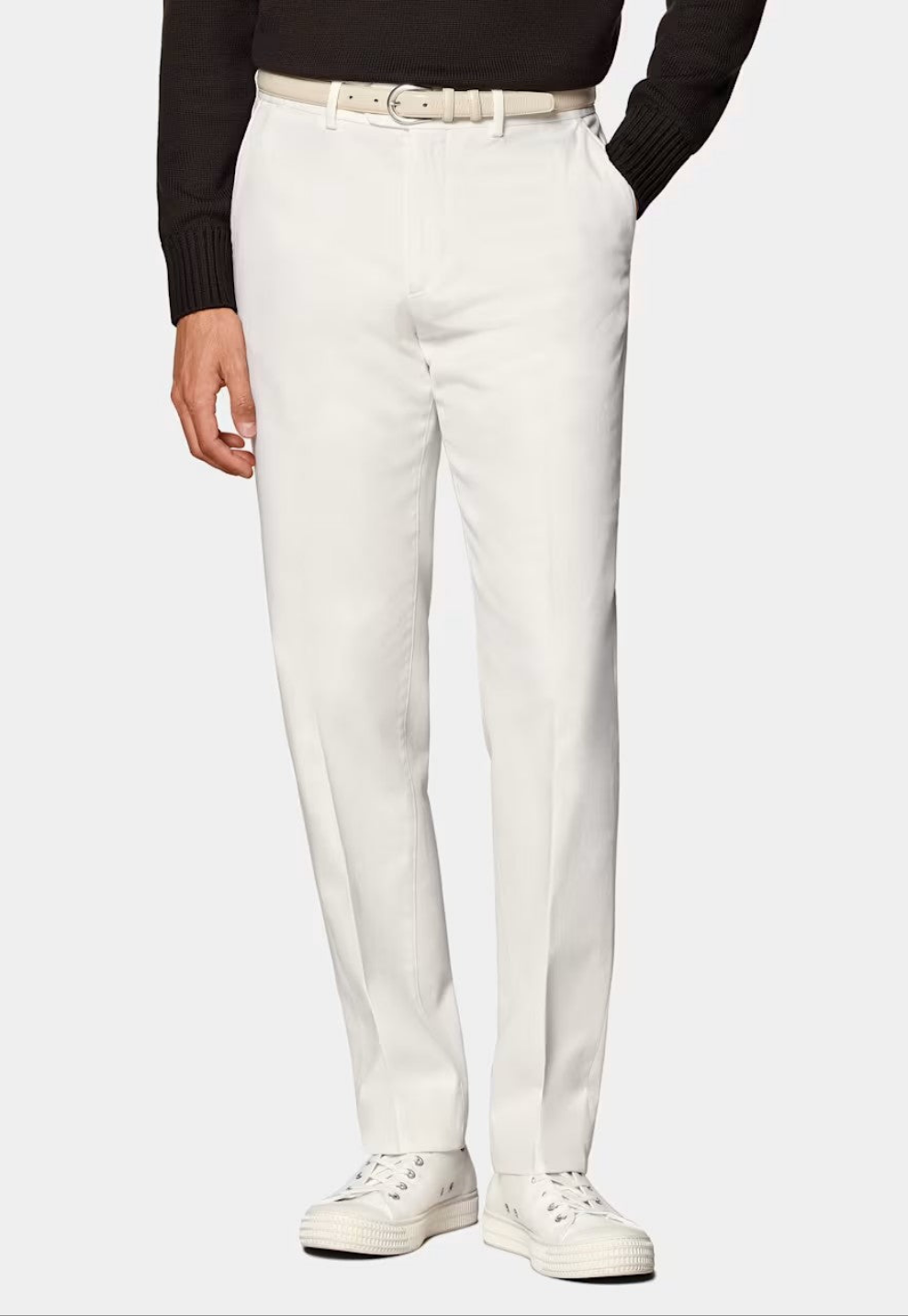 Slim Fit Chino Cotton Pants - | Off White | FE80