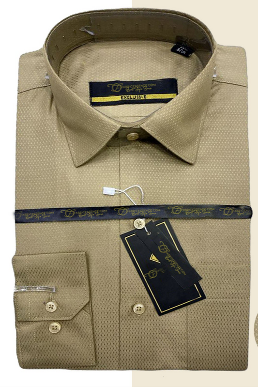 Self Dot Design Dobby Formal Shirt - Beige | DFE2404 |