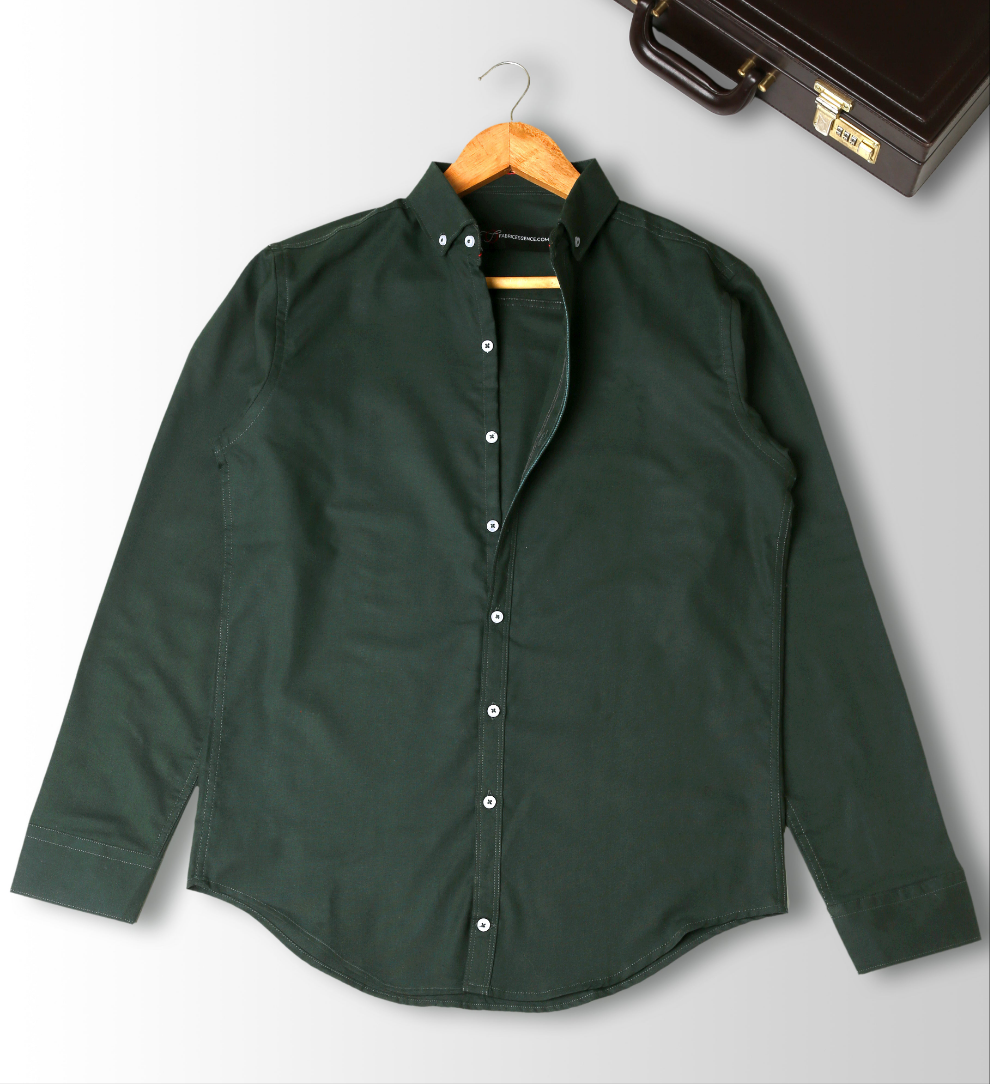 Trendy Light Weight Chambray - Casual Shirt - Slim Fit || Green |