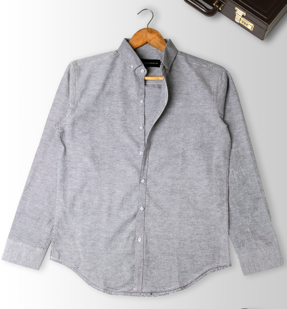 Trendy Light Weight Chambray - Casual Shirt - Slim Fit || Grey |