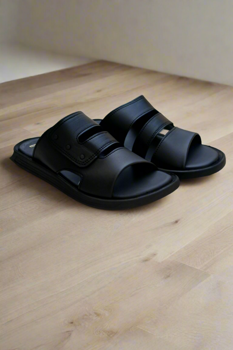 Soft Sole Stylish Slippers - Black - SS 002