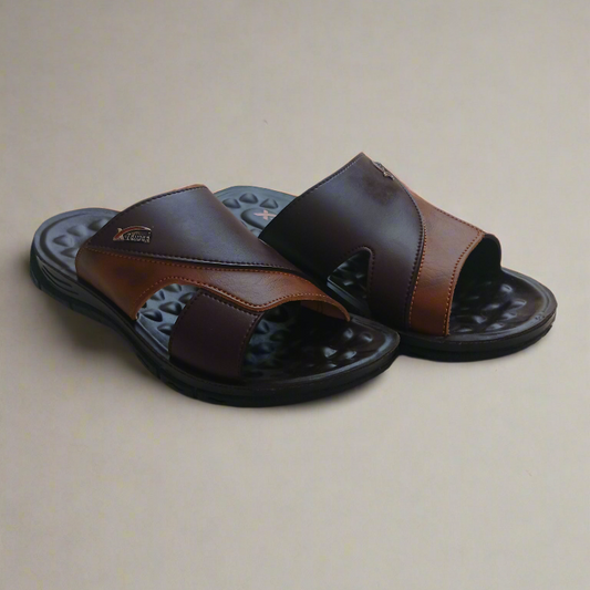 Slippers Men -  Dotted Sole - Double Color Brown - DC 001