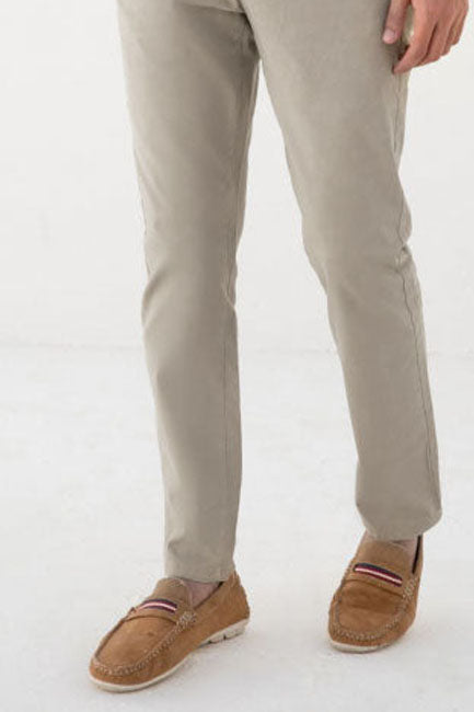 Chino Cotton Slim Fit Dress Pants - | Beige | FE02