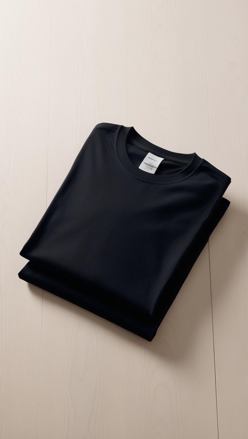 T-Shirt Plain Round Neck - Black - RNTS-100