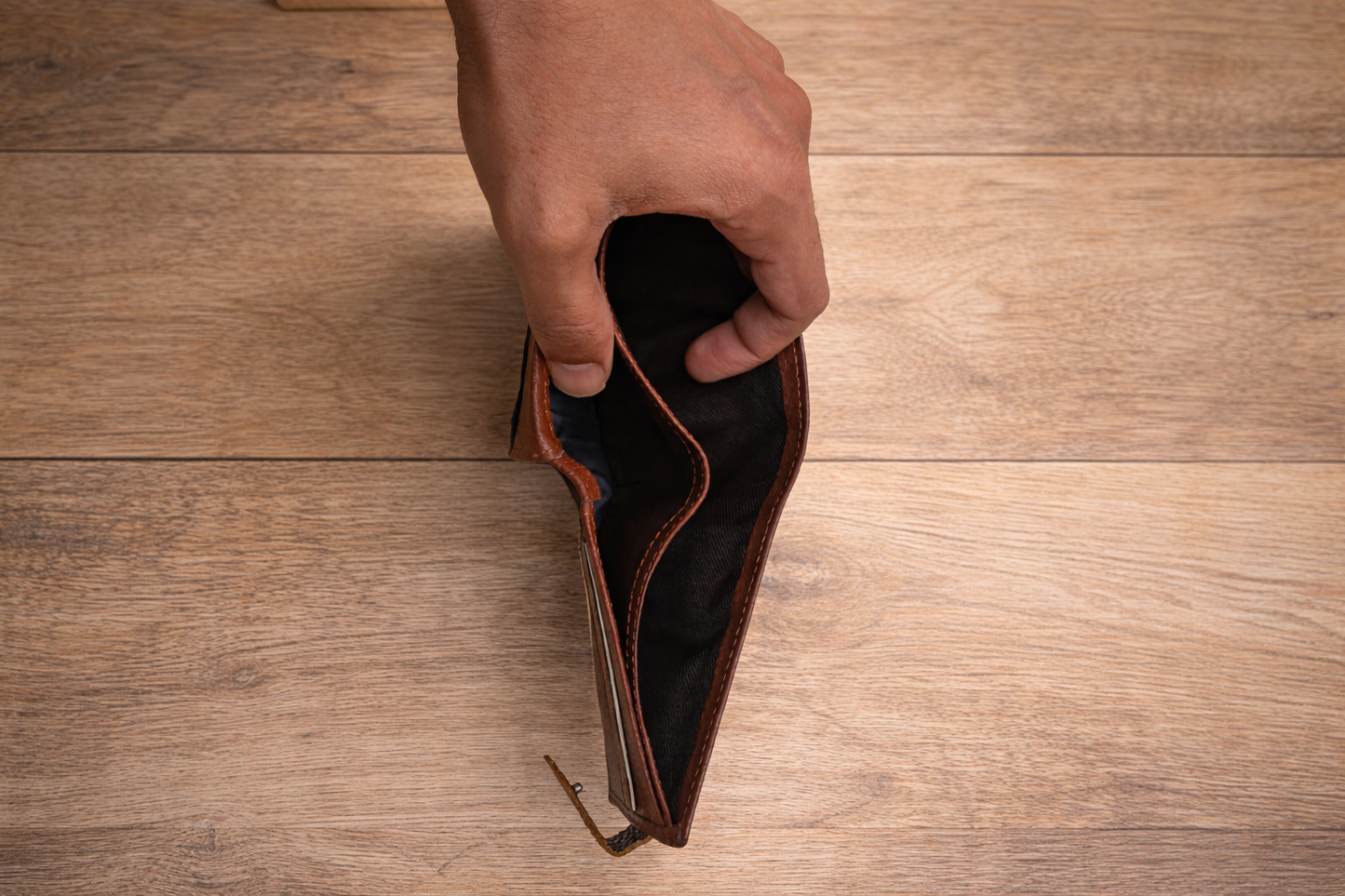 Wallet Textured Genuine Leather Button Men - Brown Pakistan online