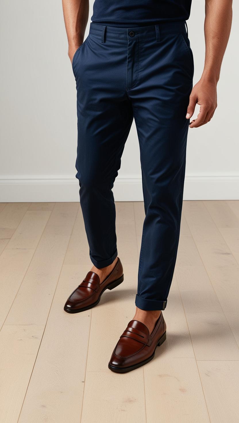 Regular Fit Comfort Chino Cotton Pants | Navy Blue | FE10