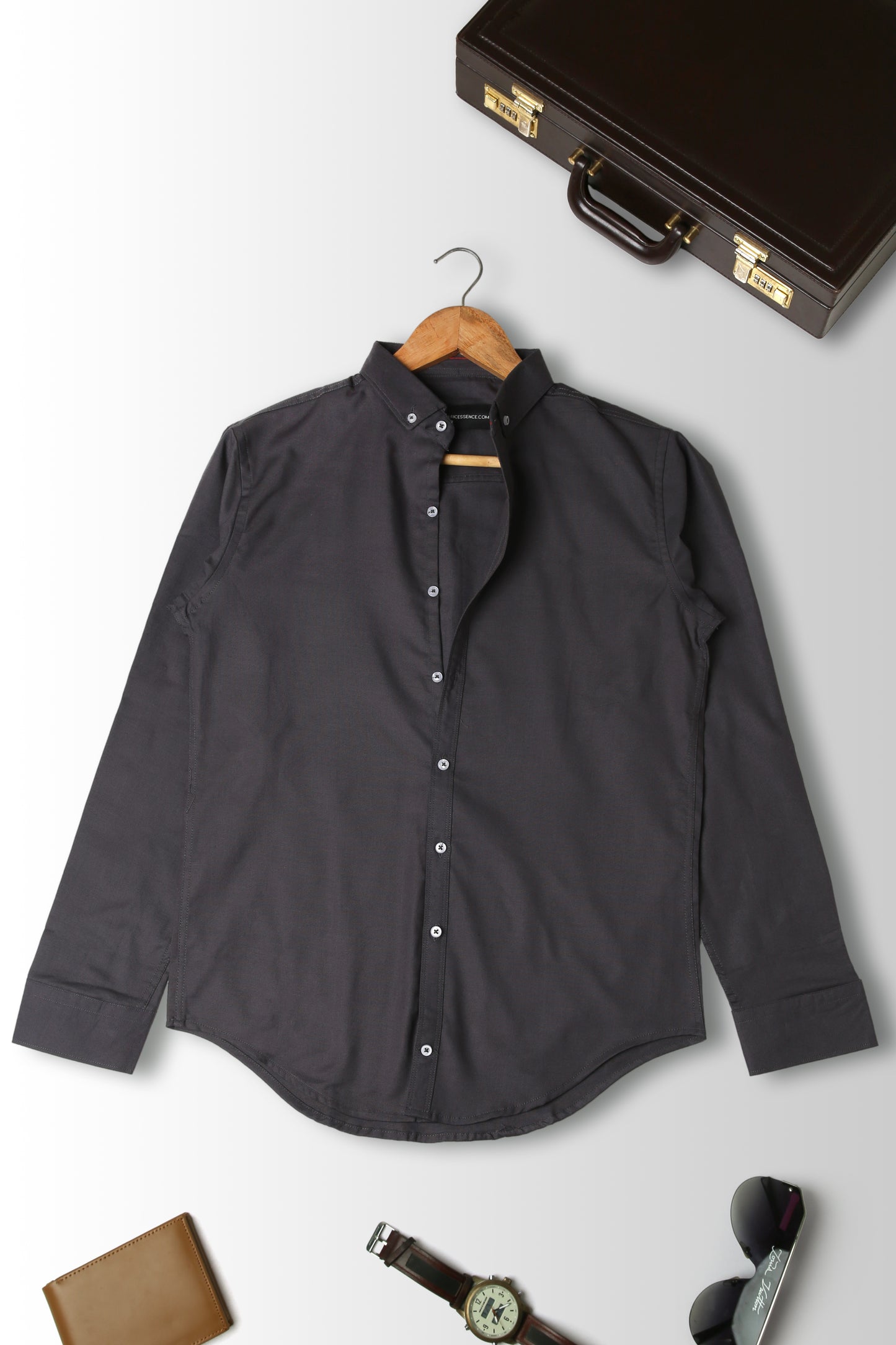 Trendy Light Weight Chambray - Casual Shirt - Slim Fit || Dark Grey |