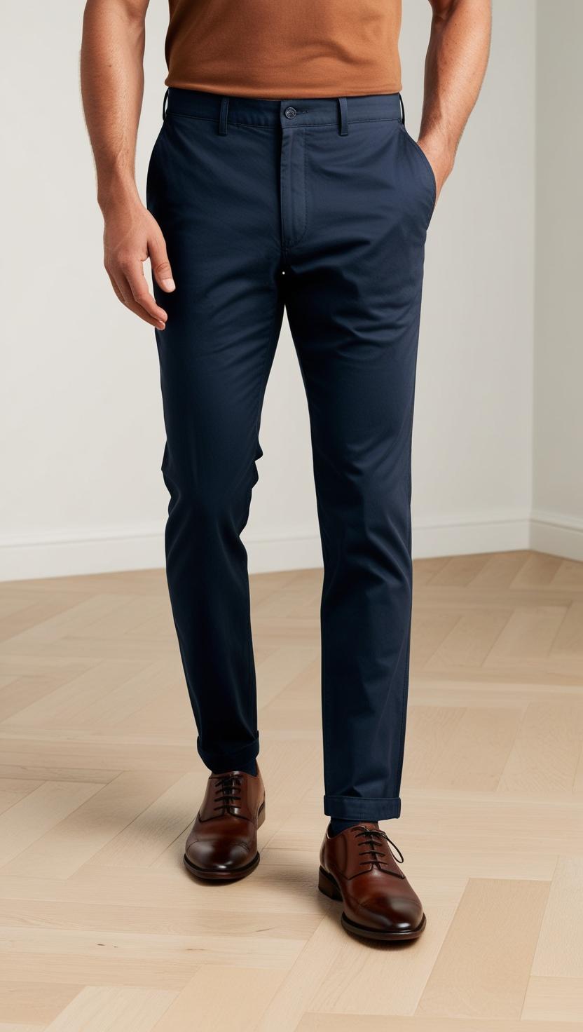 Regular Fit Comfort Chino Cotton Pants | Navy Blue | FE10