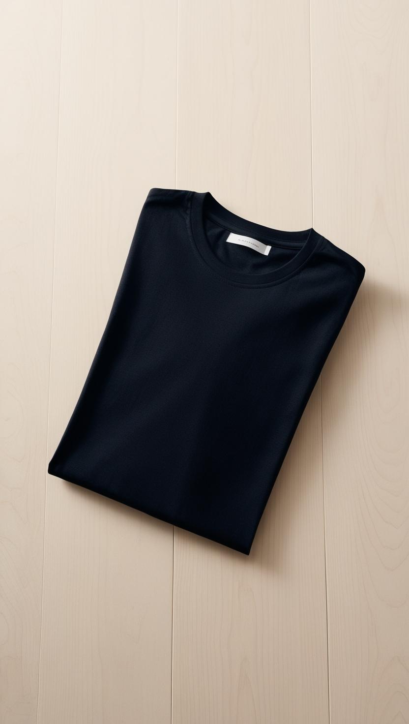 T-Shirt Plain Round Neck - Black - RNTS-100