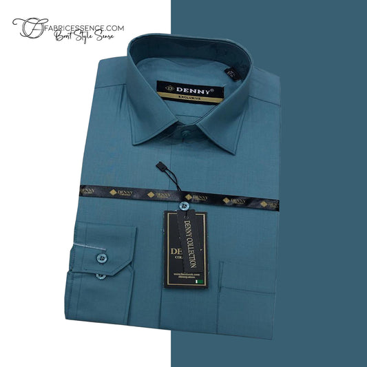 مردوں کی سادہ رسمی قمیض - سبز نیلی FEDS115 | پریمیم کپاس | ایک سے زیادہ سائز میں دستیاب ہے۔
