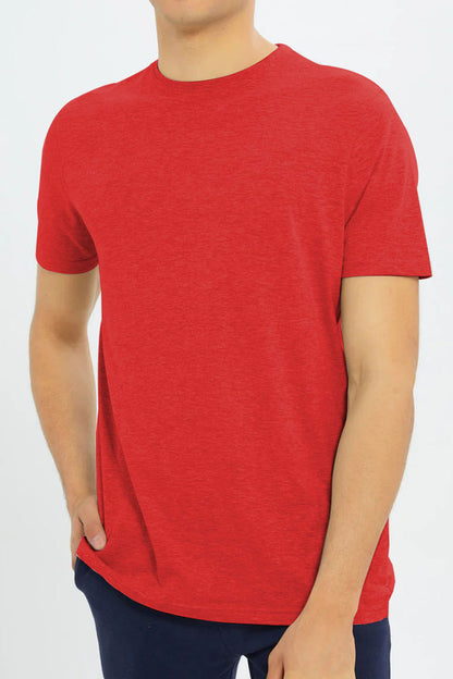 Basic Red Plain Half Sleeves Men’s Round Neck T-Shirt - RNTS-101 | Soft & Comfortable | Casual Versatility | Ideal for Summer