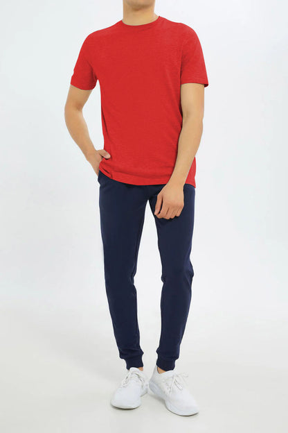 Basic Red Plain Half Sleeves Men’s Round Neck T-Shirt - RNTS-101 | Soft & Comfortable | Casual Versatility | Ideal for Summer