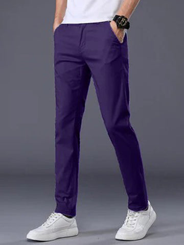 Slim Fit Chino Cotton Pants - | Purple | FE14