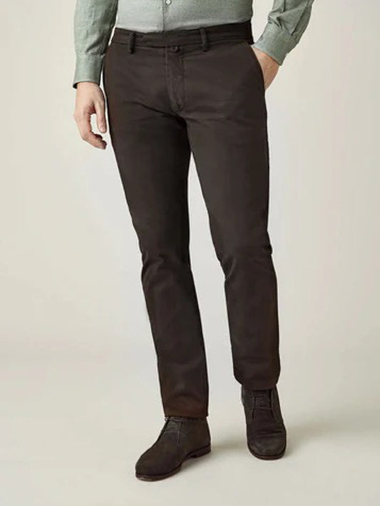 Pantalon chino en coton || Marron foncé || FE101