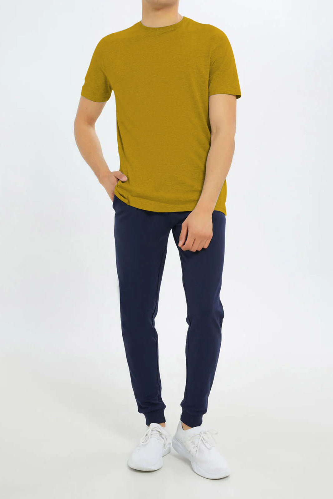 T-Shirt Basic Yellow Plain Half Sleeves Men’s Round Neck (RNTS-103)