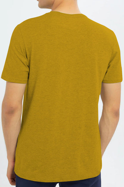 T-Shirt Basic Yellow Plain Half Sleeves Men’s Round Neck (RNTS-103)