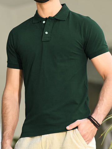 Polo T-Shirt Basic - Dark Green - POLO-018