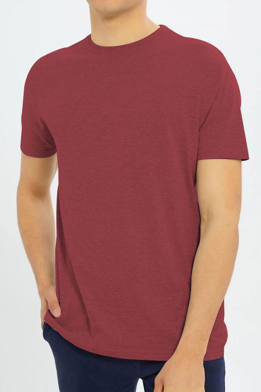 Basic Maroon Plain Half Sleeves Men’s Round Neck T-Shirt - RNTS-102 | Soft & Comfortable | Casual Versatility | Ideal for Summer