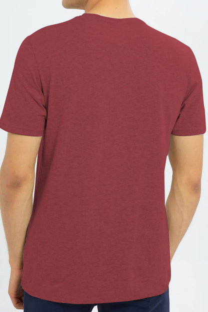 Basic Maroon Plain Half Sleeves Men’s Round Neck T-Shirt - RNTS-102 | Soft & Comfortable | Casual Versatility | Ideal for Summer