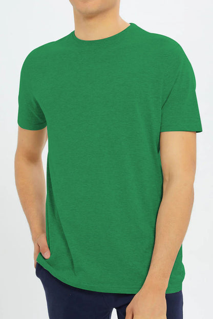 Basic Green Plain Half Sleeves Men’s Round Neck T-Shirt - RNTS-104 | Soft & Comfortable | Casual Versatility | Ideal for Summer