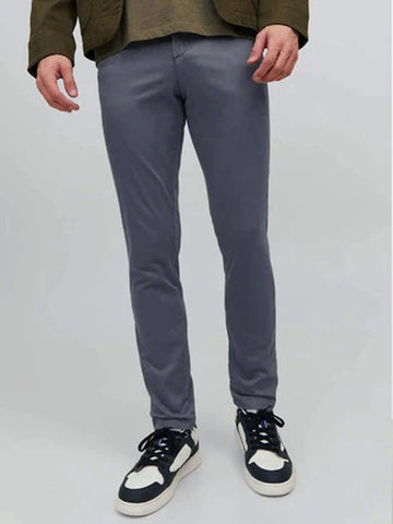 Regular Fit Comfort Chino Cotton Pants - | Grey |  FE05