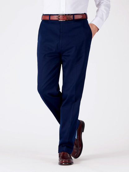 Pantalon habillé en coton chino || Bleu marine foncé || FE10