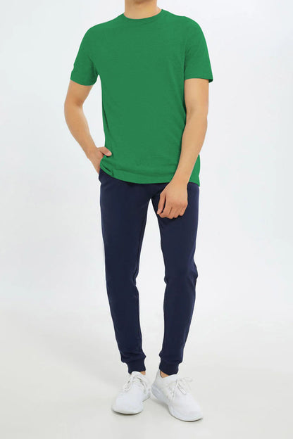 Basic Green Plain Half Sleeves Men’s Round Neck T-Shirt - RNTS-104 | Soft & Comfortable | Casual Versatility | Ideal for Summer