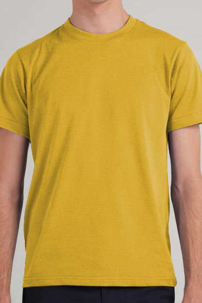 T-Shirt Basic Yellow Plain Half Sleeves Men’s Round Neck (RNTS-103)