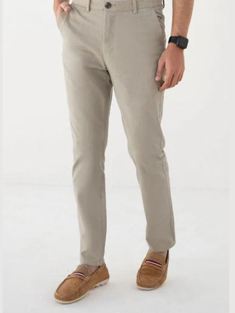 Pantalon habillé en coton chino || Beige || FE02