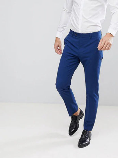 Pantalon habillé en coton chino || Bleu roi || FE 12