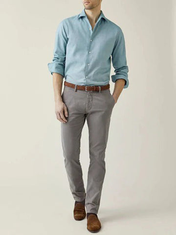 Slim Fit Chino Cotton Pants | Mid Grey | FE13