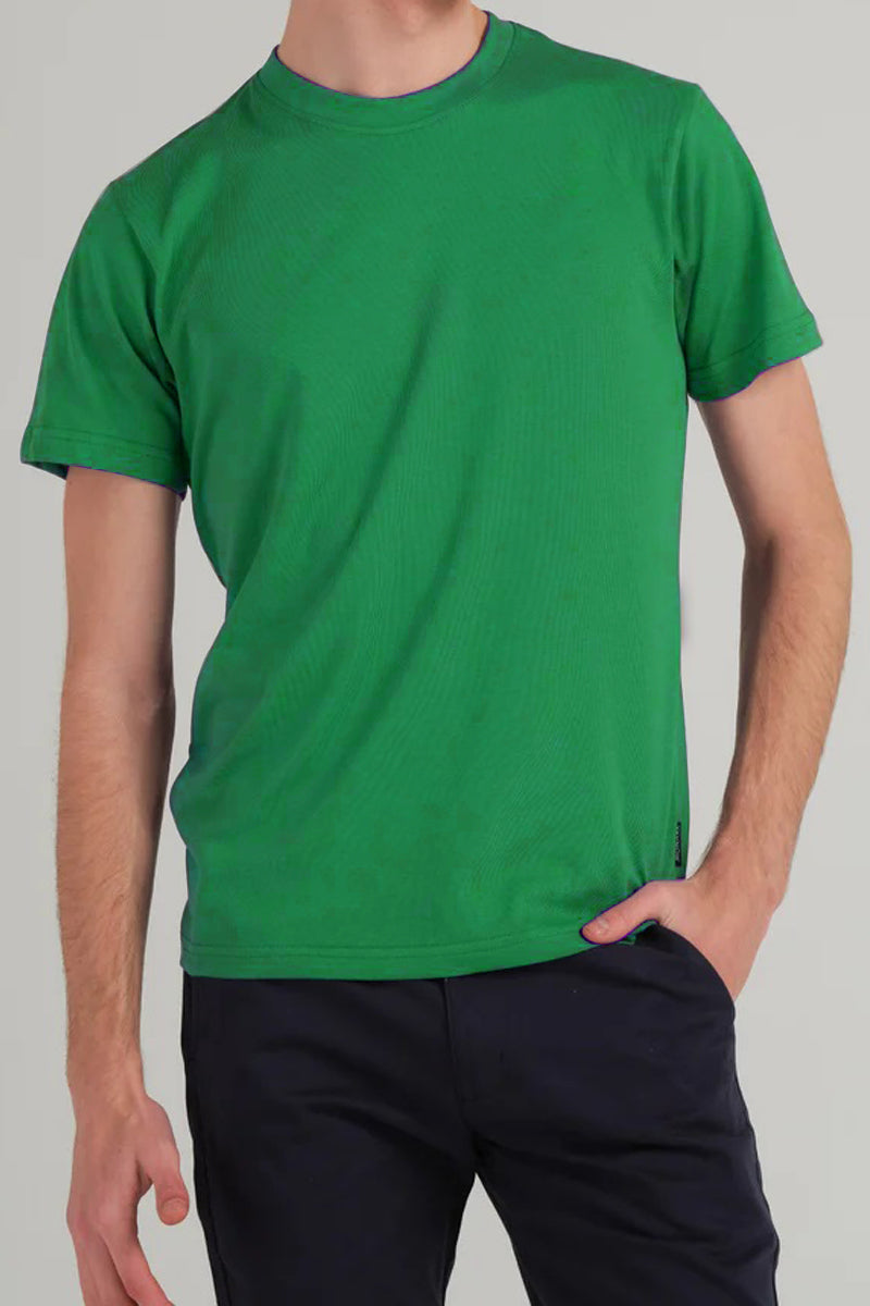 T-Shirt  Basic Green Plain Half Sleeves Men’s Round Neck (RNTS-104)